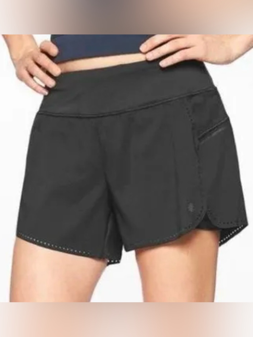 Athleta Black Laser Cut Lined Running Shorts-Women's Size Small